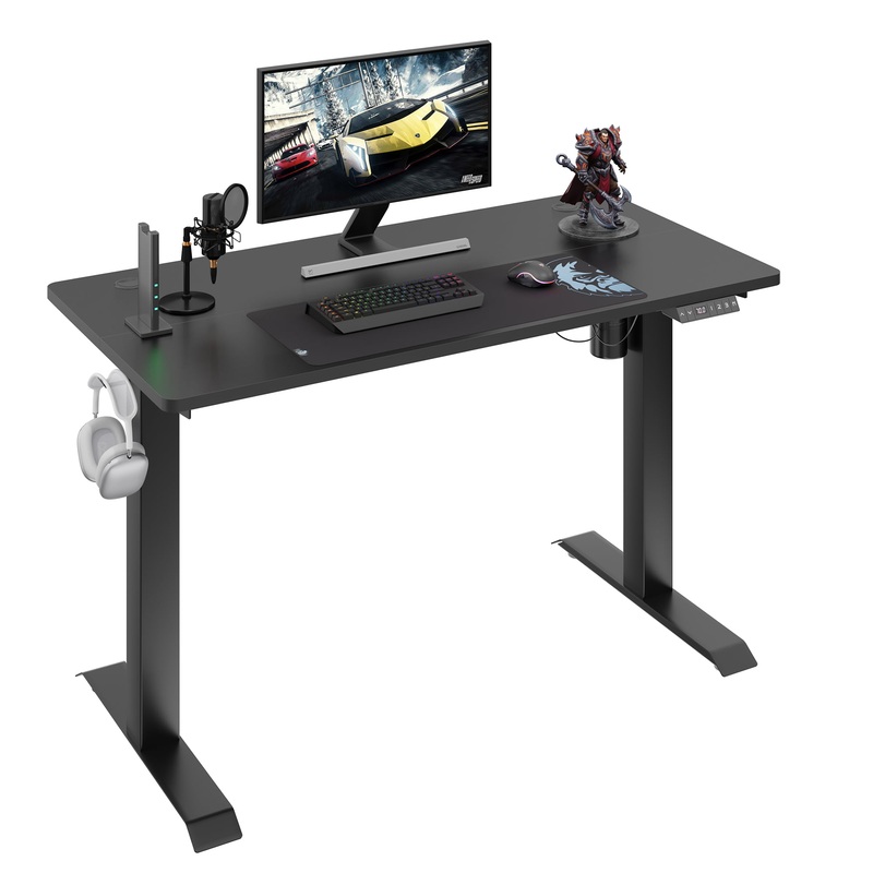 Sobaniilo 48 x 24 Home Office Electric Height Adjustable Standing Desk with Memory Control, Black Frame + Black Top