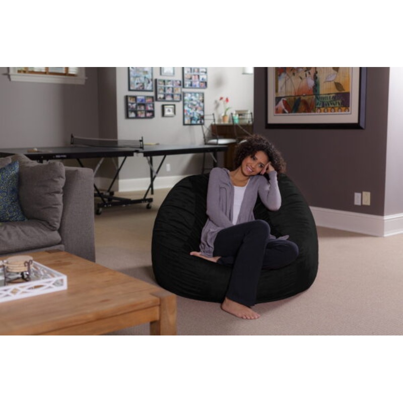 Sofa Sack Bean Bag Chair, Memory Foam Lounger with Microsuede Cover, Kids, Adults, 4 ft, Black