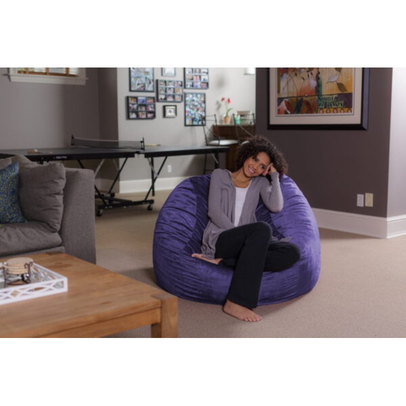 Sofa Sack Bean Bag Chair, Memory Foam Lounger with Microsuede Cover, Kids, Adults, 4 ft, Purple
