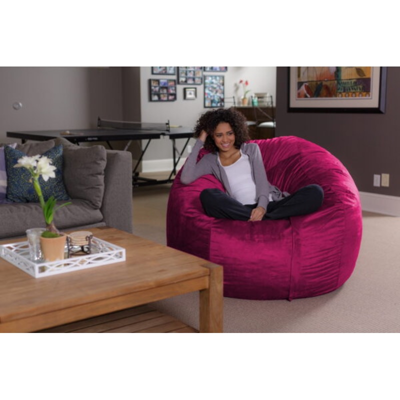 Sofa Sack Bean Bag Chair, Memory Foam Lounger with Microsuede Cover, Kids, Adults, 5 ft, Magenta