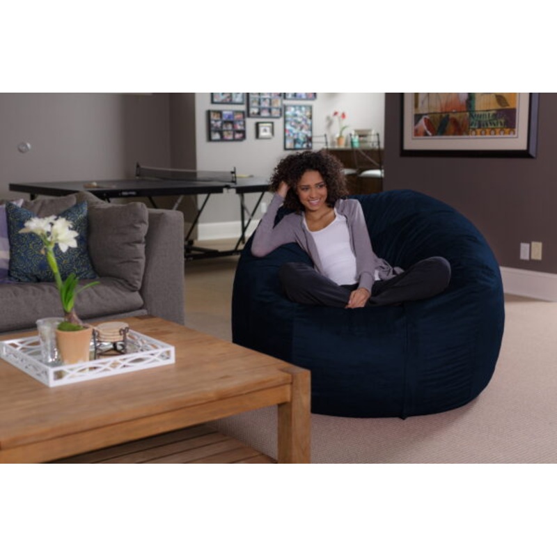 Sofa Sack Bean Bag Chair, Memory Foam Lounger with Microsuede Cover, Kids, Adults, 5 ft, Navy