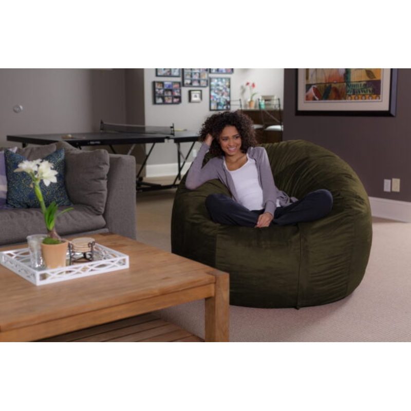 Sofa Sack Bean Bag Chair, Memory Foam Lounger with Microsuede Cover, Kids, Adults, 5 ft, Olive