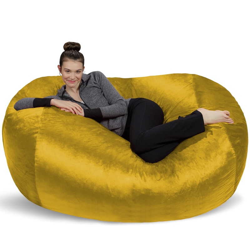 Sofa Sack Bean Bag Chair, Memory Foam Lounger with Microsuede Cover, Kids, Adults, 6 ft, Lemon