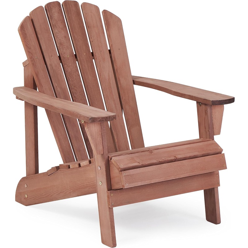 SoliWood Kingsize Wooden Adirondack Chair, Half Pre-Assembled Wood Patio Lounge Chair for Outdoor Garden Backyard Porch Pool Deck Firepit