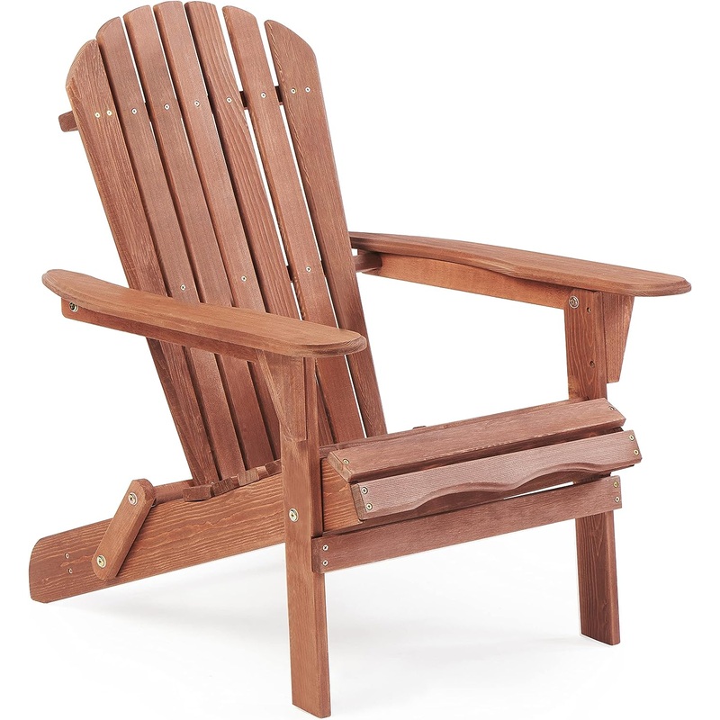 SoliWood Wooden Folding Adirondack Chair, Half Pre-Assembled Wood Patio Lounge Chair for Outdoor Garden Backyard Porch Pool Deck Firepit