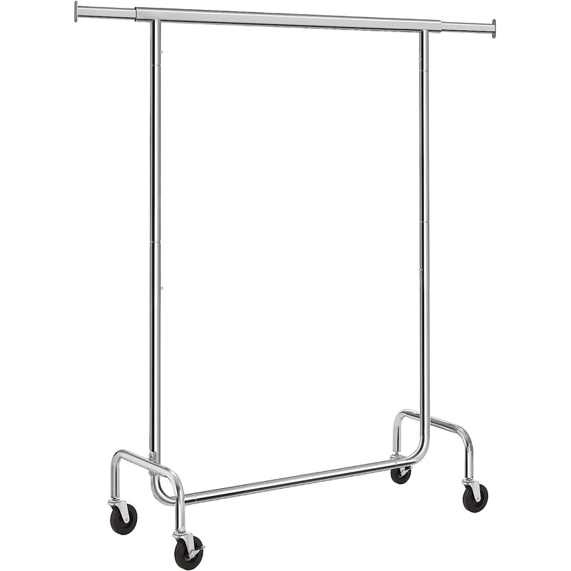 SONGMICS Clothes Garment Rack Heavy Duty Maximum Capacity 300 lb Clothing Rack on Wheels All Metal Chrome Extendable UHSR11S