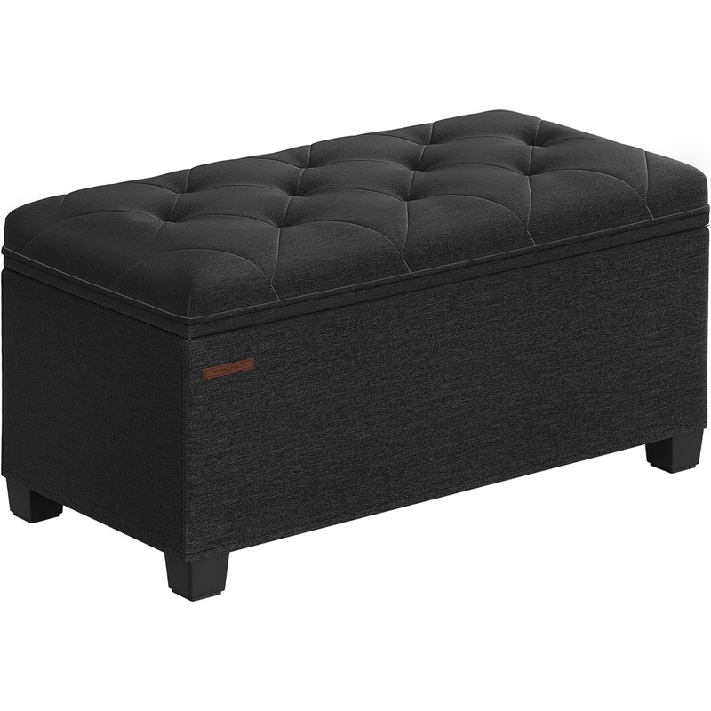 SONGMICS Storage Ottoman Bench, Bench with Storage, for Entryway, Bedroom, Living Room, Black ULSF068B01