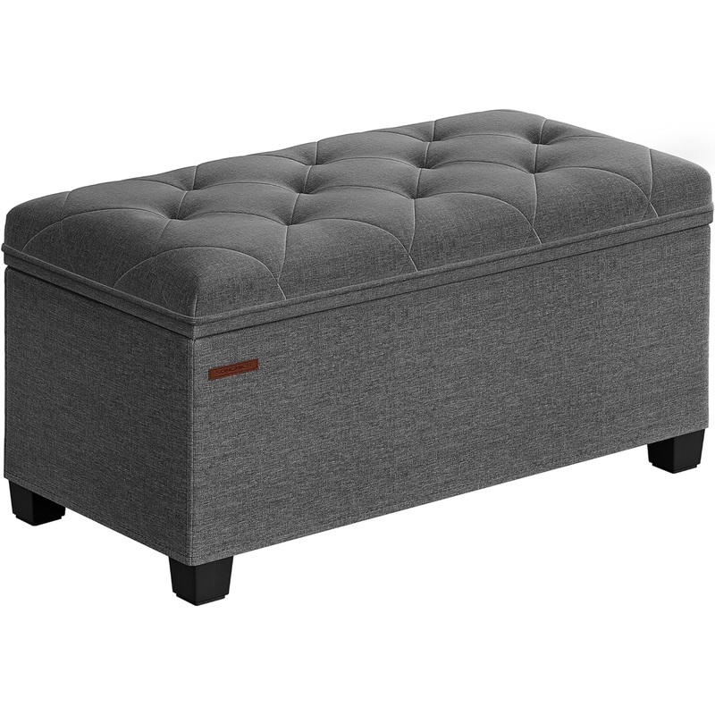 SONGMICS Storage Ottoman Bench, Bench with Storage, for Entryway, Bedroom, Living Room, Dark Gray ULSF068G01
