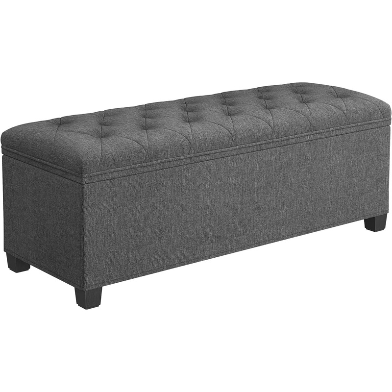 SONGMICS Storage Ottoman Bench, Bench with Storage, for Entryway, Bedroom, Living Room, Dark Gray ULSF088G01