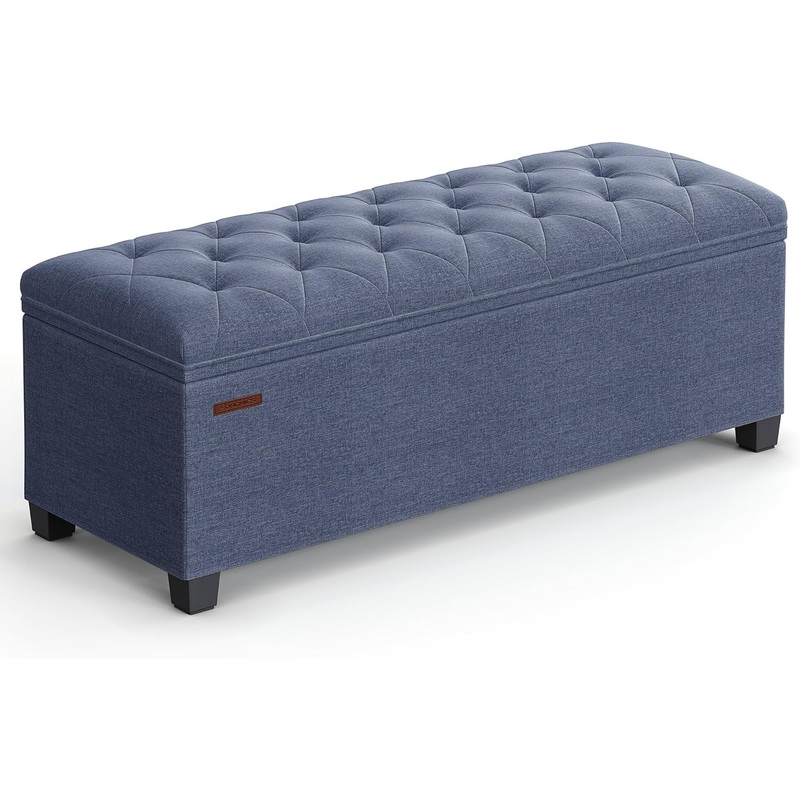 SONGMICS Storage Ottoman Bench, Bench with Storage, for Entryway, Bedroom, Living Room, Light Denim Blue ULSF088Q01