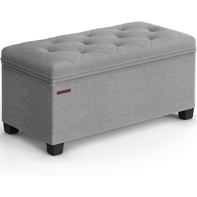 SONGMICS Storage Ottoman Bench, Bench with Storage, for Entryway, Bedroom, Living Room, Light Gray ULSF068G02