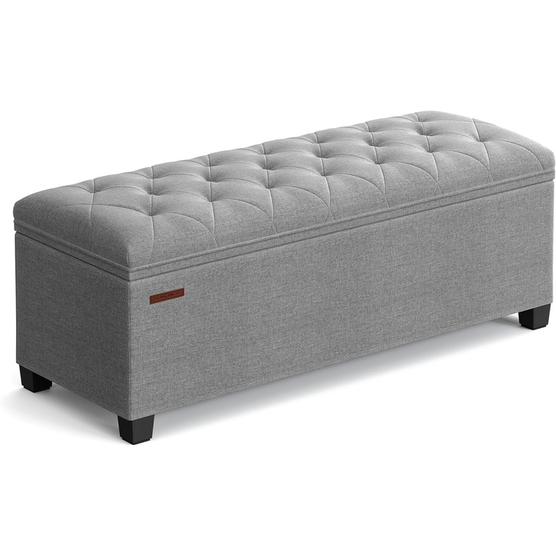 SONGMICS Storage Ottoman Bench, Bench with Storage, for Entryway, Bedroom, Living Room, Light Gray ULSF088G02