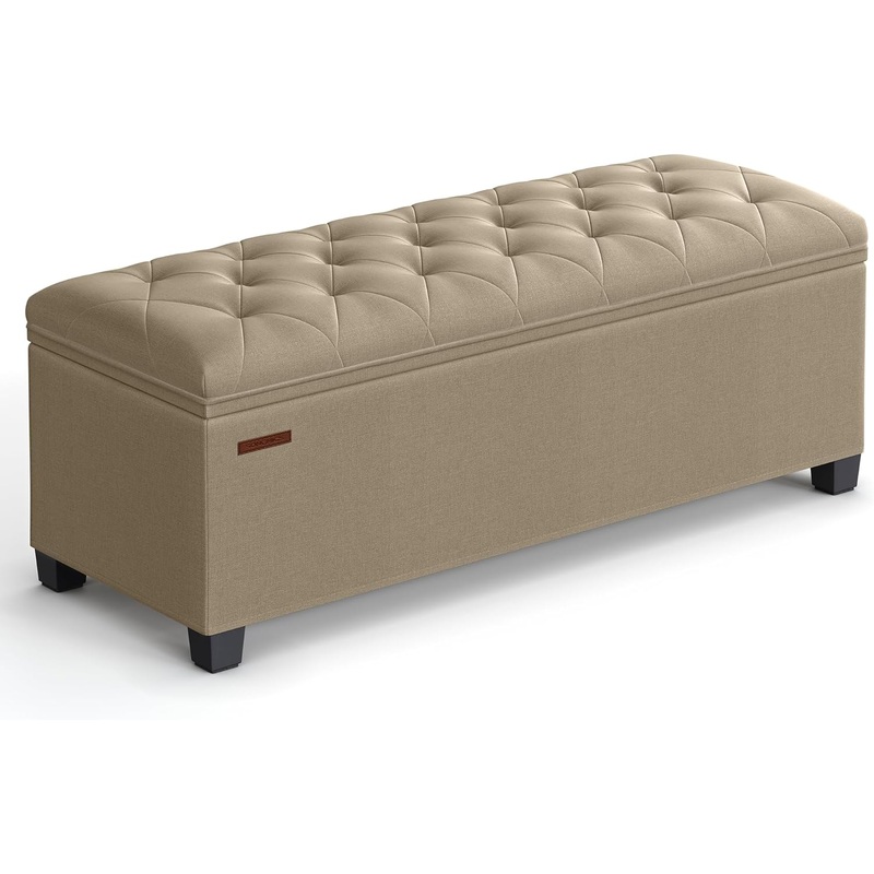 SONGMICS Storage Ottoman Bench, Bench with Storage, for Entryway, Bedroom, Living Room, Light Taupe ULSF088R01