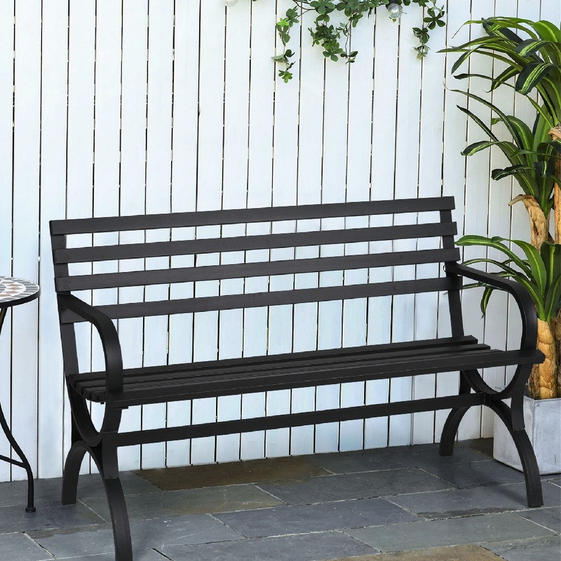 Sophia & William 48.8 Metal Outdoor Durable Garden Bench in Black