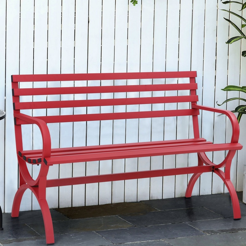 Sophia & William 48.8 Metal Outdoor Durable Garden Bench in Red