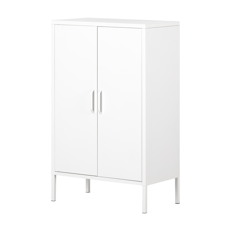 South Shore Crea, Contemporary Metal 2-Door Accent Cabinet, Pure White