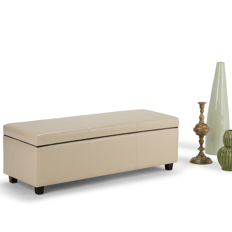 Simpli Home Avalon Large Storage Ottoman Bench, Cream