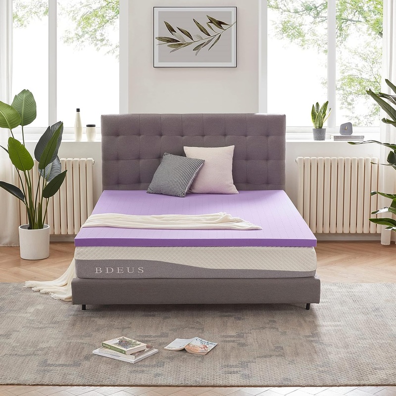 SINWEEK 2 Inch Gel Memory Foam Mattress Topper Ventilated Soft Mattress Pad, Bed Topper, CertiPUR-US Certified, Twin XL Size, Purple
