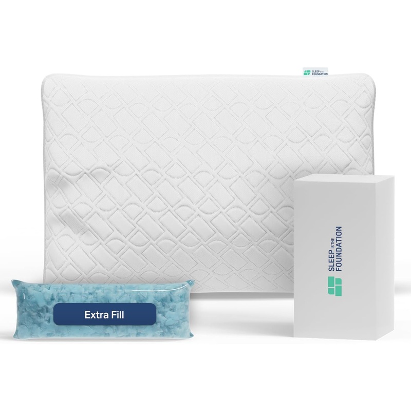 SLEEP IS THE FOUNDATION Shredded Memory Foam Pillow for Sleeping  Adjustable & Cooling Pillow for Side Sleepers and All Sleeping Positions  Queen Size Pillow