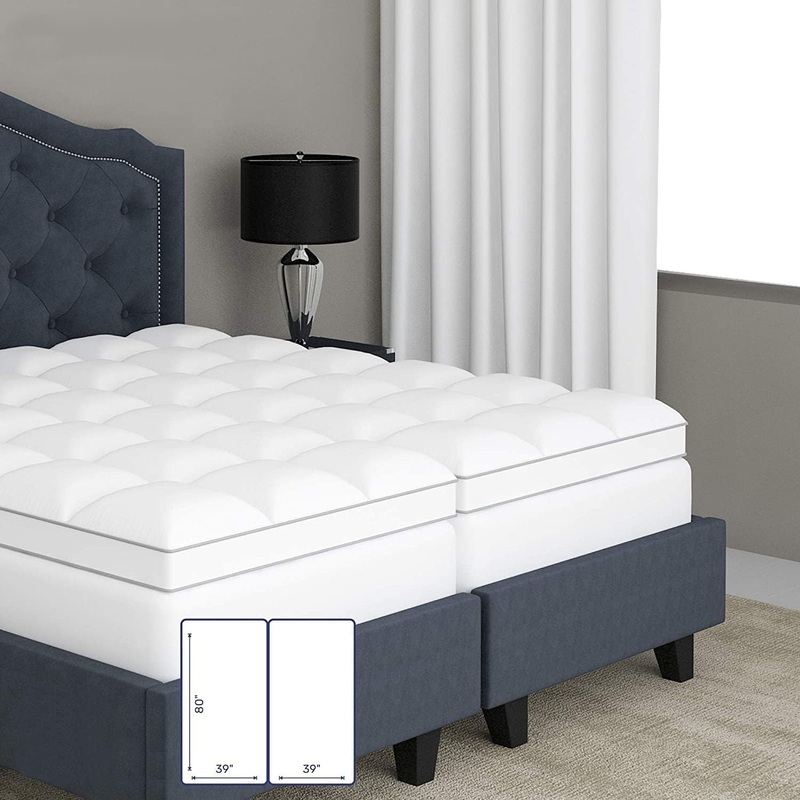 Sleep Mantra Twin Cooling Mattress Topper, Pillow-Top Optimum Thickness, Soft 100% Cotton Fabric, Breathable & Plush Quilted Down-Like Fill, Snug Deep Pocket fit for Mattresses 8-20 inch, White