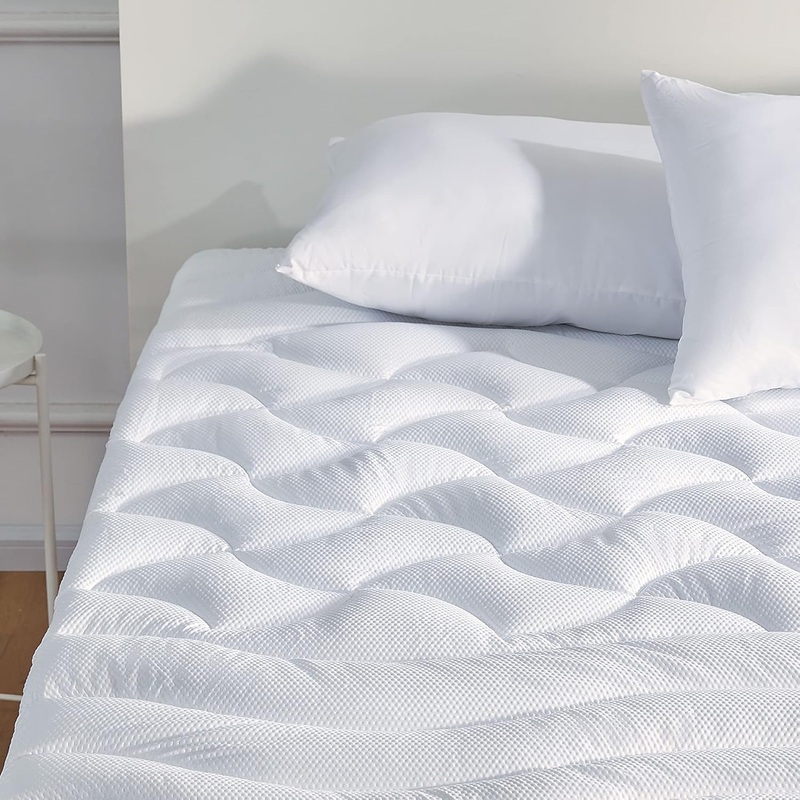 SLEEP ZONE King Size Cooling Mattress Topper, Premium Zoned Cool Mattress Pad Cover, Padded Mattress Protector Breathable Washable, Deep Pocket 8-21 (Beige, King)