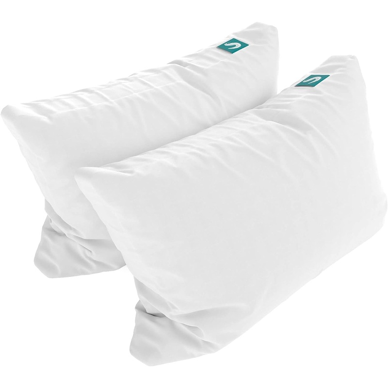 Sleepgram Bed Support Adjustable Hypoallergenic Cool Sleeping Loft Soft Pillow with Removeable Microfiber Cover, Queen Size, White