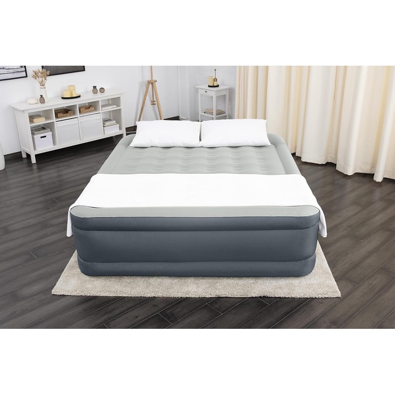 SleepLux Durable Inflatable Air Mattress with Built-in Pump, Pillow and USB Charger, King 22