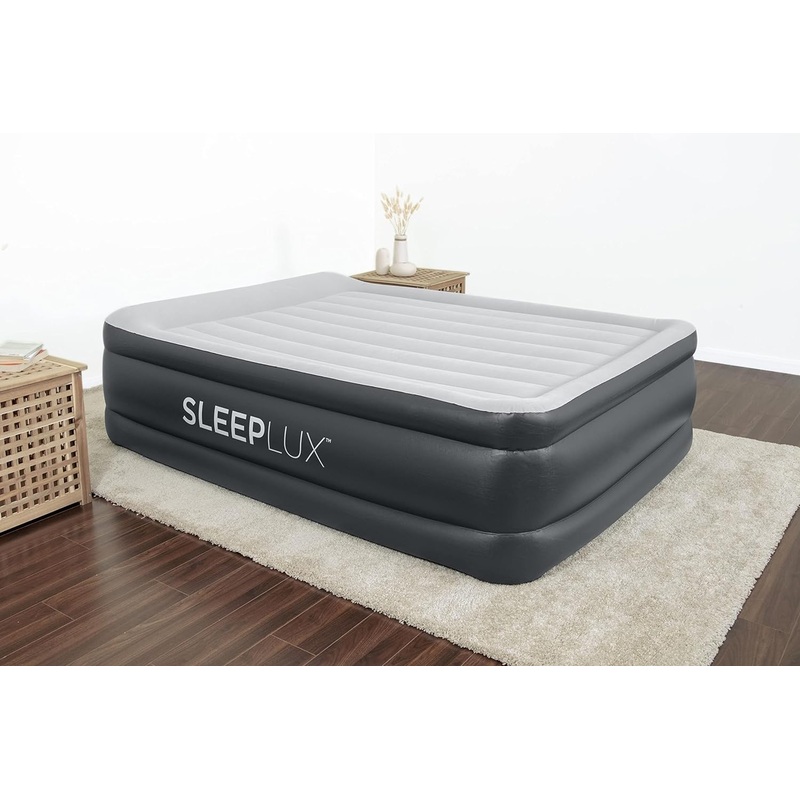 SleepLux Durable Inflatable Air Mattress with Built-in Pump, Pillow and USB Charger, Queen 22