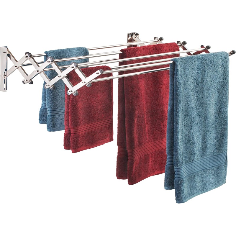 Smartsome Space Saver Fold Away Racks: Stainless Steel Wall Mounted Laundry Drying Rack, Easy to Install  8 34 Rods, Total: 22.5 Linear Ft, 60 lb Capacity- Indoor and Outdoor Use