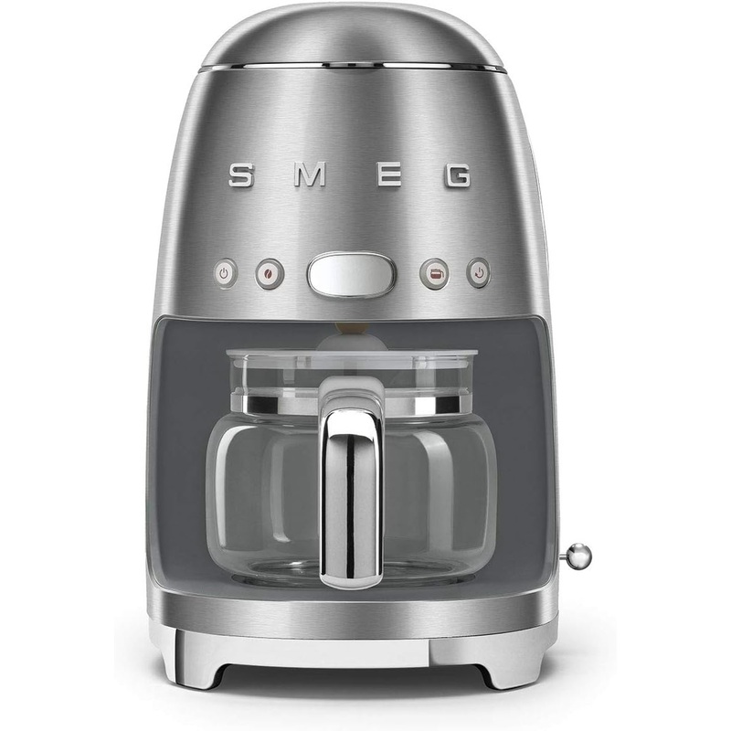 Smeg 1950s Retro Style 10 Cup Programmable Coffee Maker Machine (Stainless Steel), Large