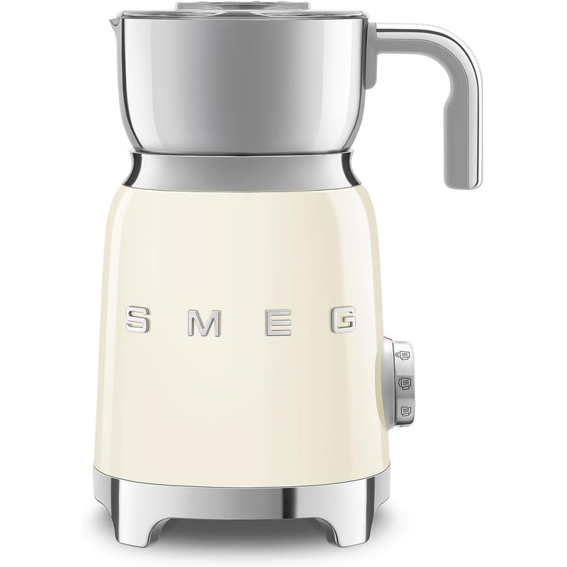 SMEG Retro 50s Style Milk Frother with 2 Disks 6 Preset Programs Hot or Cold Frothing and Induction Heating (Cream)