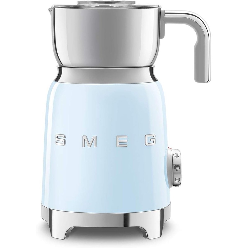 SMEG Retro 50s Style Milk Frother with 2 Disks 6 Preset Programs Hot or Cold Frothing and Induction Heating (Pastel Blue)