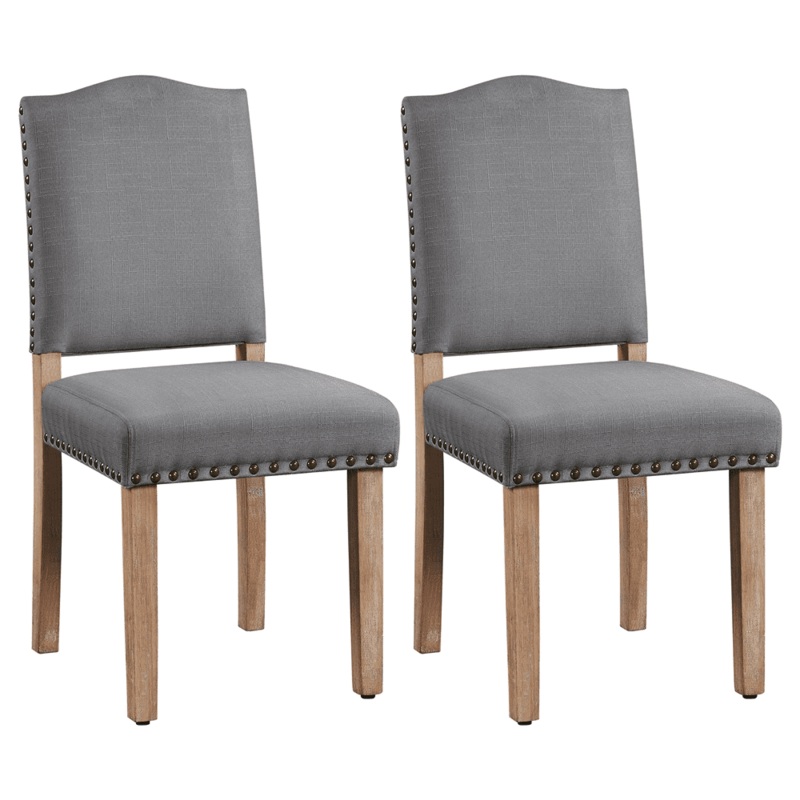 SMILE MART 2PCS Upholstered Parsons Dining Chairs for KitchenDark Gray