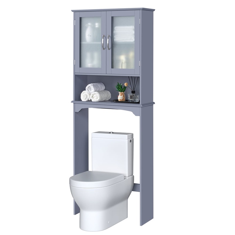 SMILE MART 9 Width Over the Toilet Storage Cabinet 3-Shelf for Bathroom, Gray