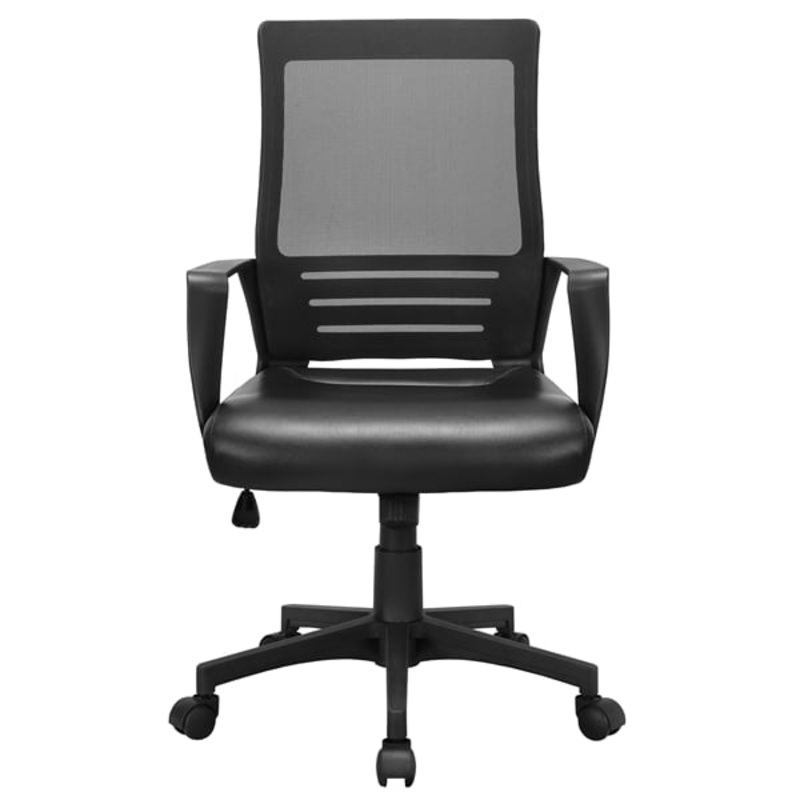 Smile Mart Adjustable Midback Ergonomic Mesh Office Chair with Lumbar Support, Black Seat