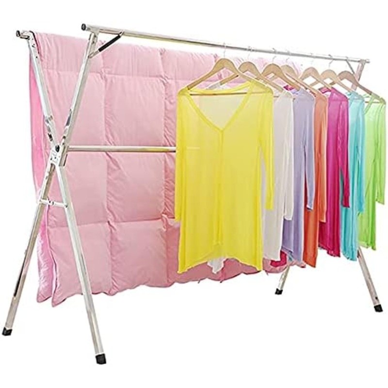 SHAREWIN Clothes Drying Rack, 79 Inches Laundry Drying Rack Adjustable and Foldable Space Saving Hanger Rack Stainless Steel Garment Rack for Indoor Outdoor