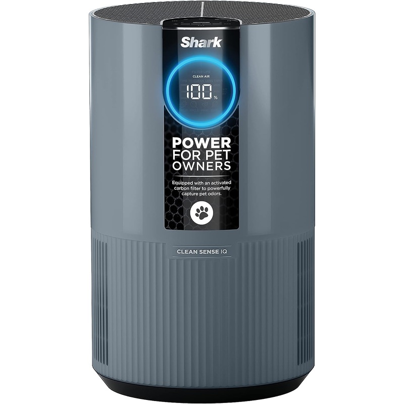 Shark HP102PETBL Clean Sense Air Purifier for Home, Allergies, Pet Hair, HEPA Filter, 500 Sq Ft Small Room, Bedroom, Captures 99.98% of Particles, Pet Dander, Fur, Allergens & Odor, Portable, Midnight, Blue