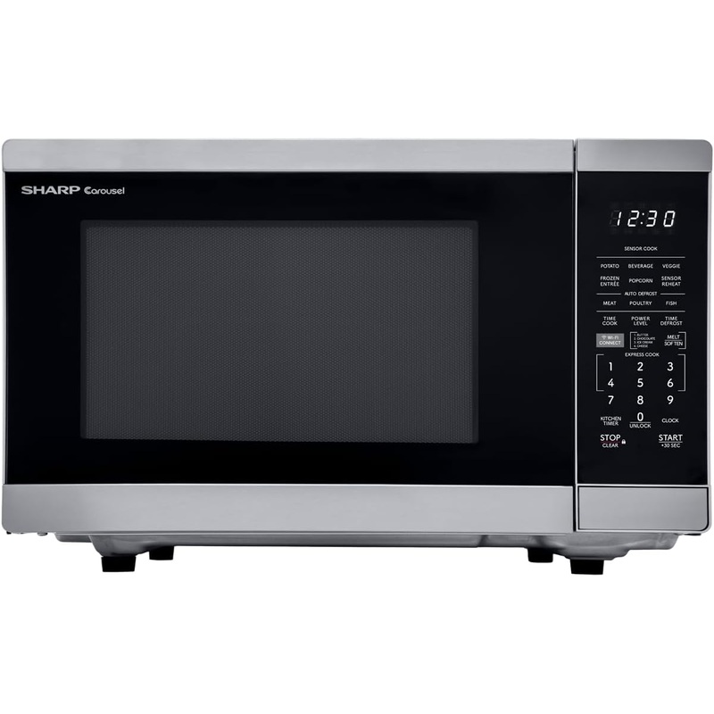SHARP Countertop Microwave Oven Compatible with Alexa Orville Redenbachers Certified with Removable 12.4 Carousel Turntable, 1000 Watt, 1.1 Cubic Feet, Stainless Steel