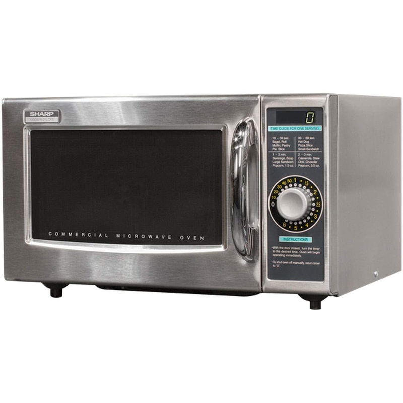 Sharp R-21LCFS Medium-Duty Commercial Microwave Oven with Dial Timer, Stainless Steel, 1000-Watts, 120-Volts