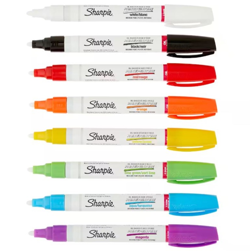 SHARPIE Oil-Based Paint Markers, Medium Point, Assorted Colors, 8 Count  Great for Rock Painting