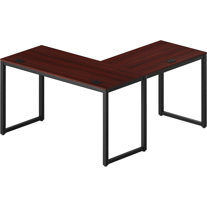 SHW Home Office 55×60 Large L Shaped Corner Desk, 24 Deep, Cherry