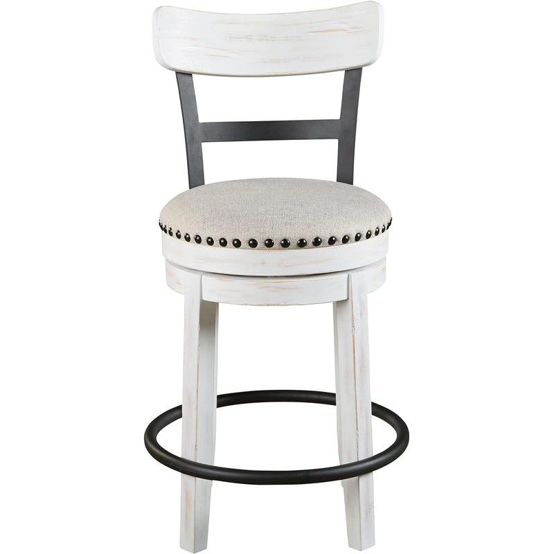 Signature Design by Ashley Valebeck 24.5 Modern Swivel Counter Height Barstool, Whitewash