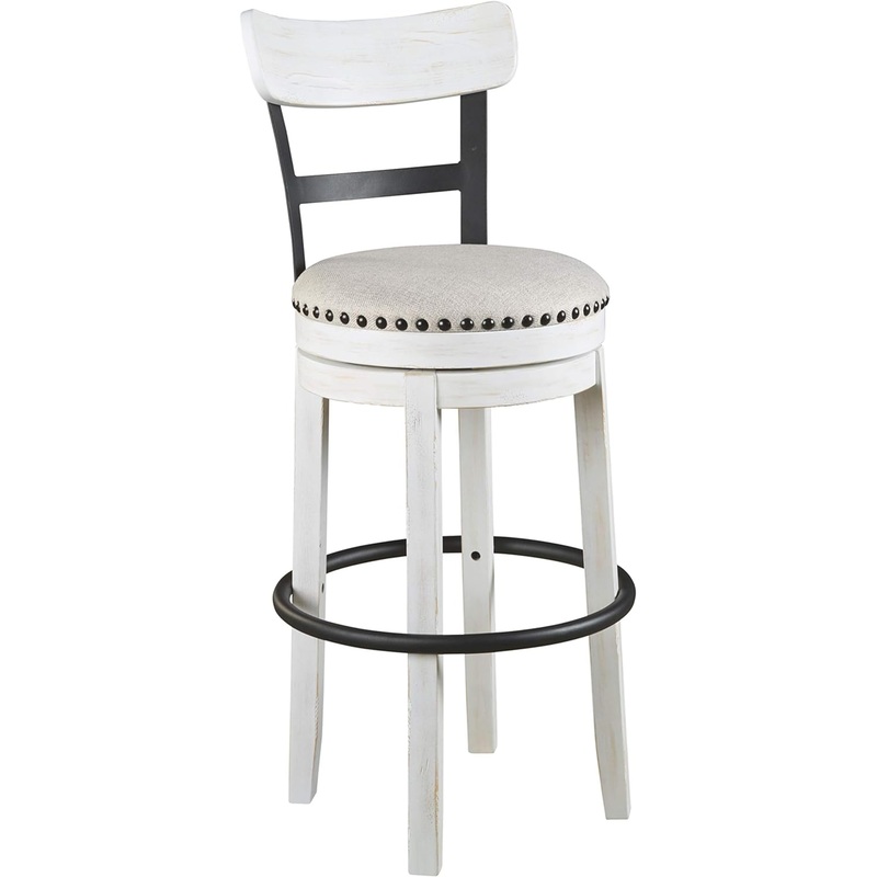 Signature Design by Ashley Valebeck 30 Modern Swivel Pub Height Barstool, Whitewash