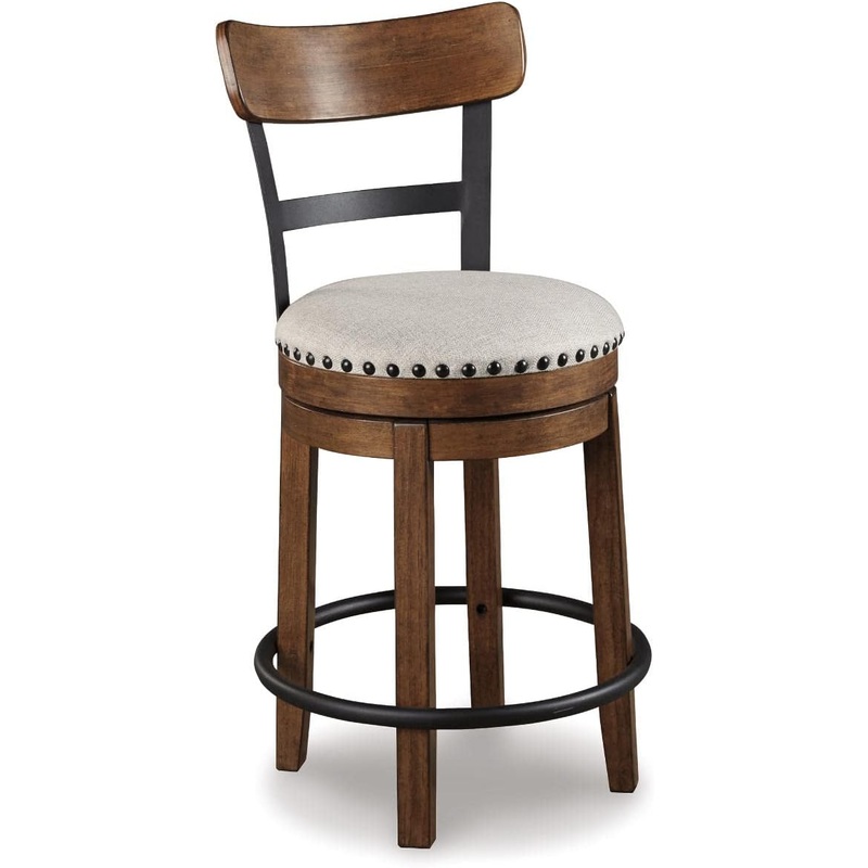 Signature Design by Ashley Valebeck Rustic Farmhouse 24.5 Counter Height Swivel Bar Stool, Brown