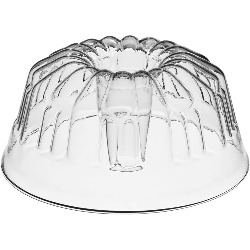 SIMAX Glass Bundt Cake Pan, Shallow (4.75), Heat, Cold, and Shock Proof, Holds 2.1 Quarts (8.4 Cups), Made in Europe, Great for Ring Cakes, Puddings, Desserts, Monkey Bread, and More