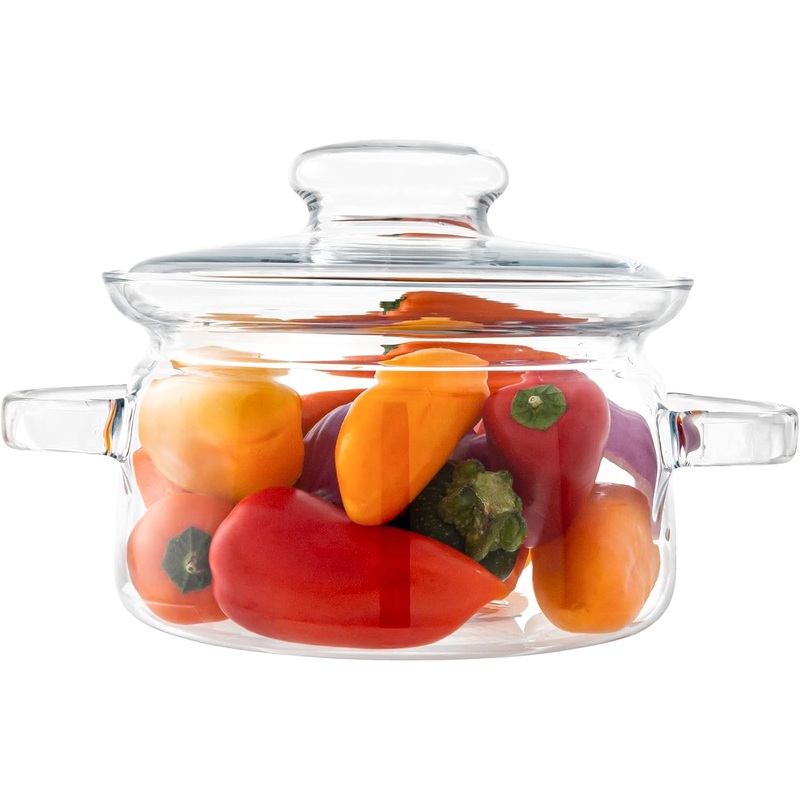 Simax Glass Cookware Glass Pot, 48 Oz (1.5 Quart) Glass Saucepan, Potpourri Simmer Pot With Lid, Heat Resistant Handles, Serving Dish, Microwave, Stove and Dishwasher Safe Borosilicate Glass