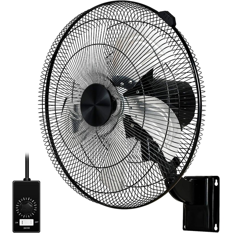Simple Deluxe 18 Inch Household Commercial Wall Mount Fan 90 Degree Horizontal Oscillation, 5 Speed Settings 1 Pack,Black