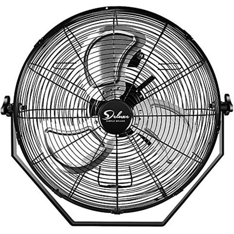 Simple Deluxe 18 Inch Industrial Wall Mount Fan, 3 Speed Commercial Ventilation Metal Fan for Warehouse, Greenhouse, Workshop, Patio, Factory and Basement  High Velocity