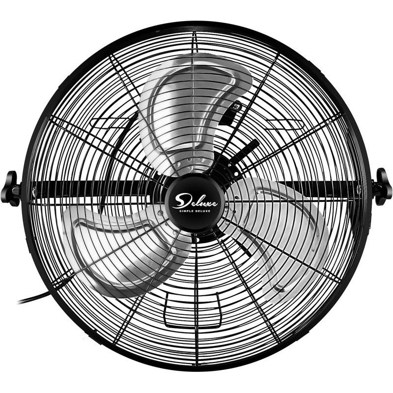 Simple Deluxe 20 Inch High Velocity 3 Speed, Black Wall-Mount Fan for Warehouse, Greenhouse, Workshop, Patio, Factory and Basement