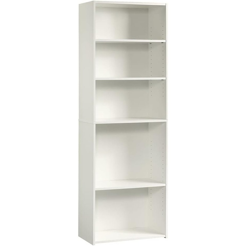 Sauder Beginnings 5 Bookcase/Book Shelf, L: 24.57 x W: 11.50 x H: 71.18, Soft White finish
